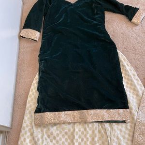 Hunter Green Velvet Suit with Palazzo Pants